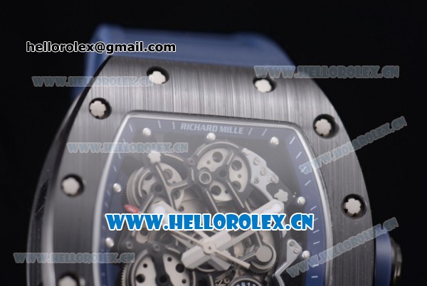 Richard Mille RM 055 Miyota 9015 Automatic PVD Case with Skeleton Dial Dot Markers and Blue Rubber Strap - Click Image to Close